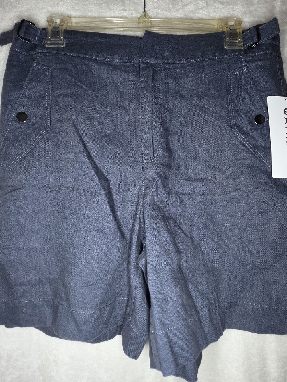 NWT Athleta Voyager Linen Short Granite Blue Size 8 Linen